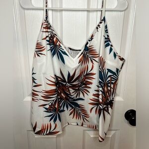 Shein Curve size 3XL 100% polyester, cream tank with tropical leaf design